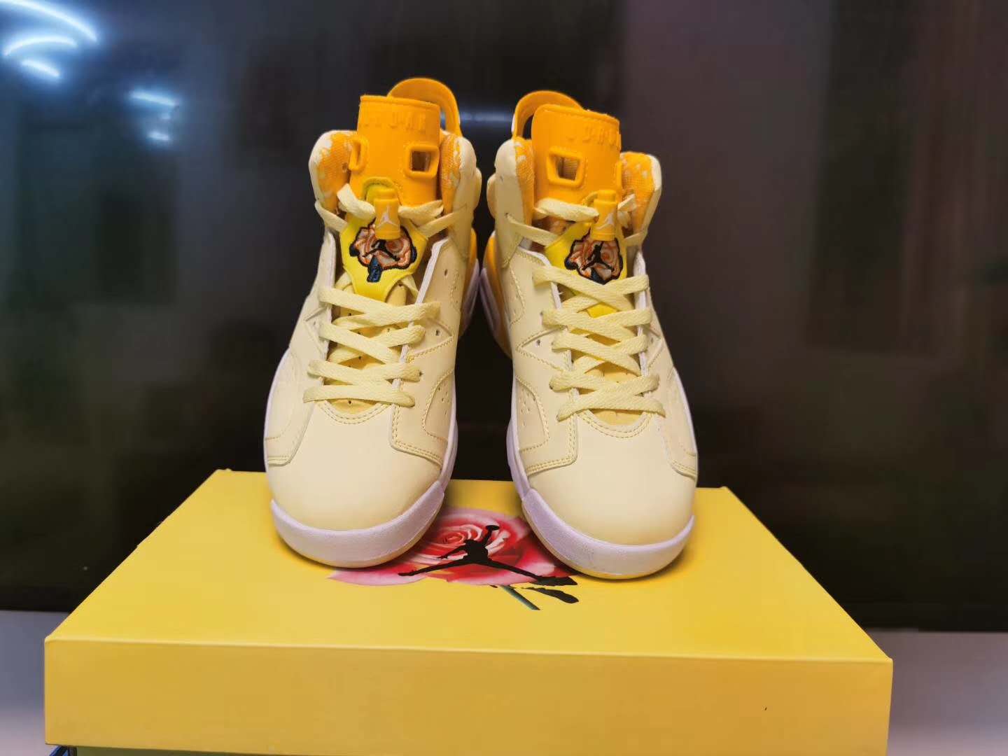 2020 Air Jordan 6 Retro Yellow White Shoes for Women